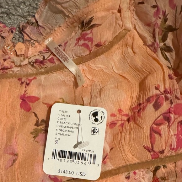 Free People Marney mini dress peach combo small NWT - Picture 2 of 6